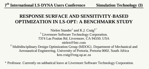 Response Surface and Sensitivity-Based Optimization in LS-OPT: A Benchmark Study 