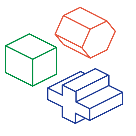 outlined 3D shapes